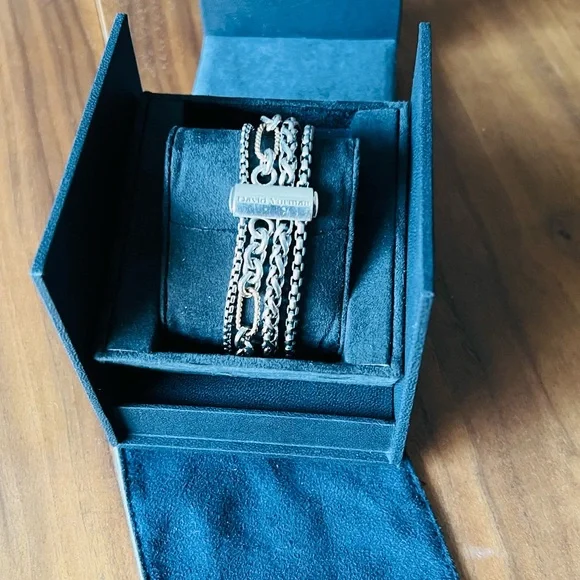 Authentic David Yurman sterling silver & 18k gold multi strand chain bracelet - Picture 3 of 6